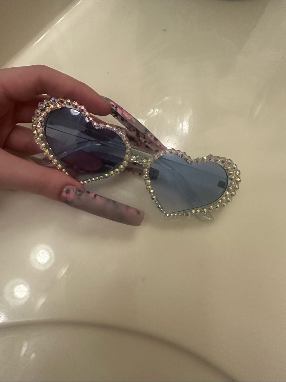 blue sparkly sunglasses